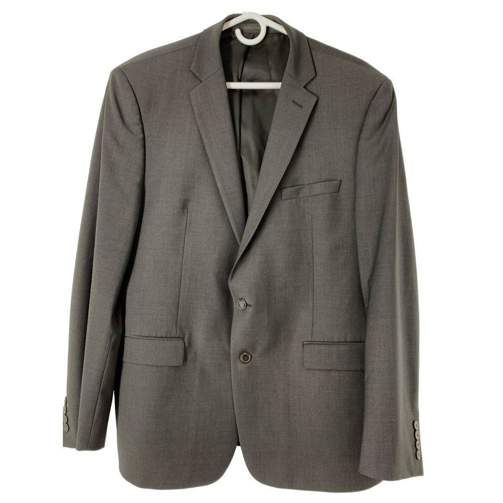 Mens Calvin Klein Size 46R Wool Blazer Suit Coat Jacket Black 5176